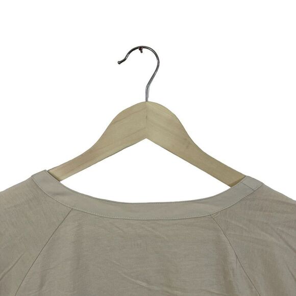 J Jill Large Embroidered Woven Front Shirt Button Front Long Sleeve Beige Womens - Picture 12 of 14